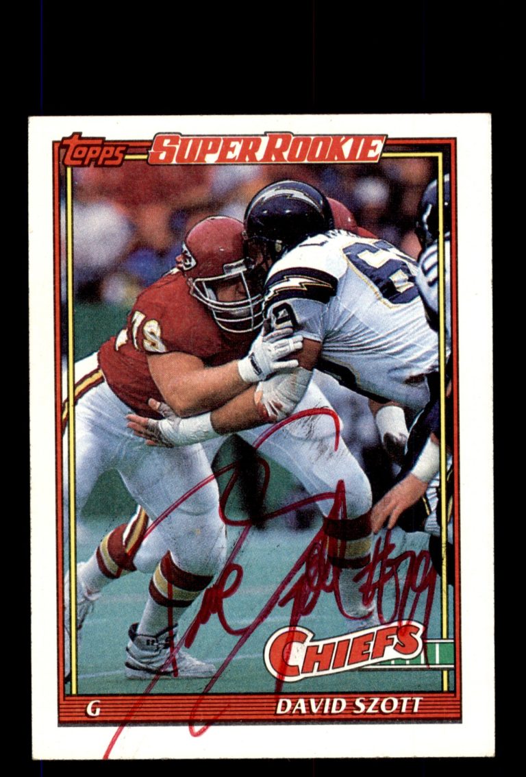 Signed Football Card Auto David Szott 1991 Topps #146 Kansas City Chiefs