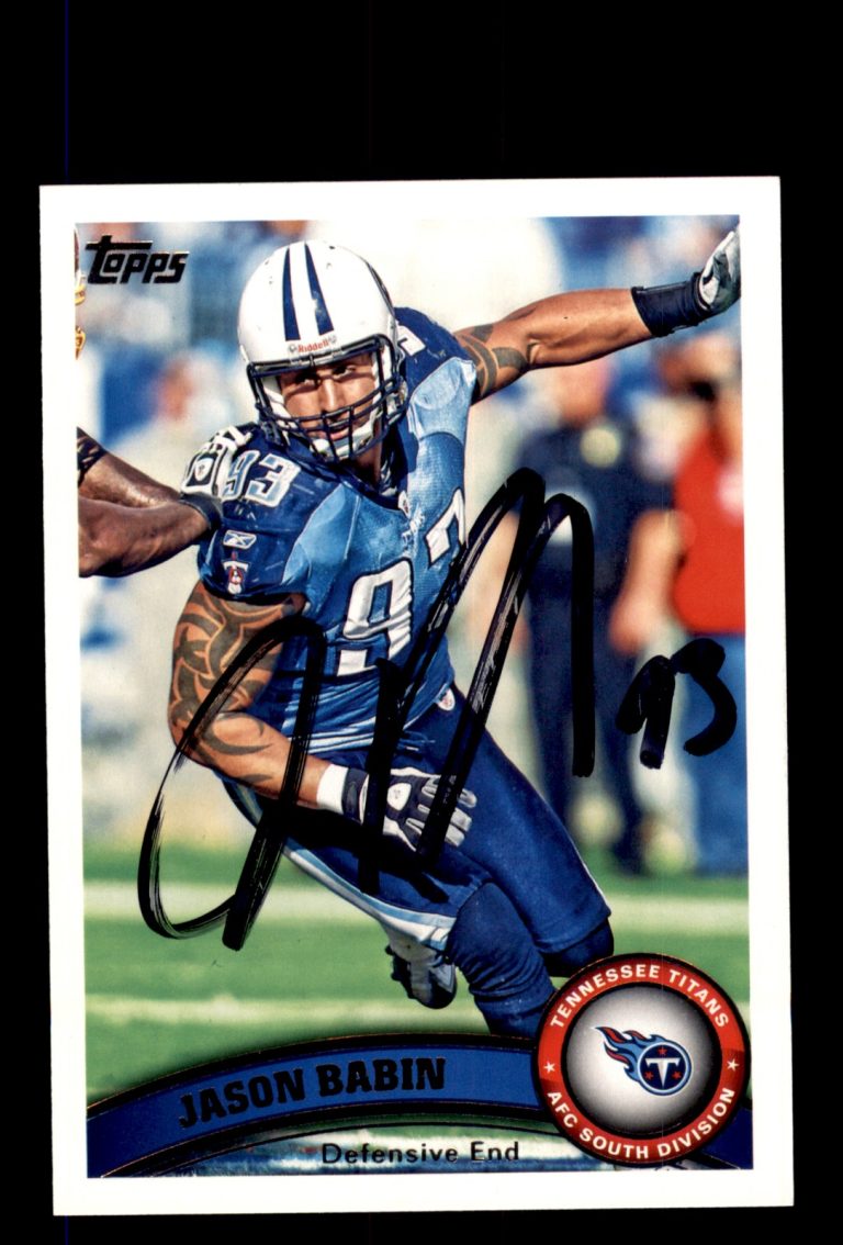 Signed Football Card Auto Jason Babin 2011 Topps #393 Tennessee Titans