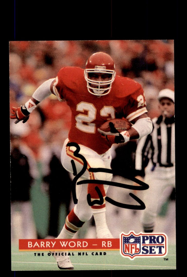 Signed Football Card Auto Barry Word 1992 Pro Set #206 Kansas City Chiefs