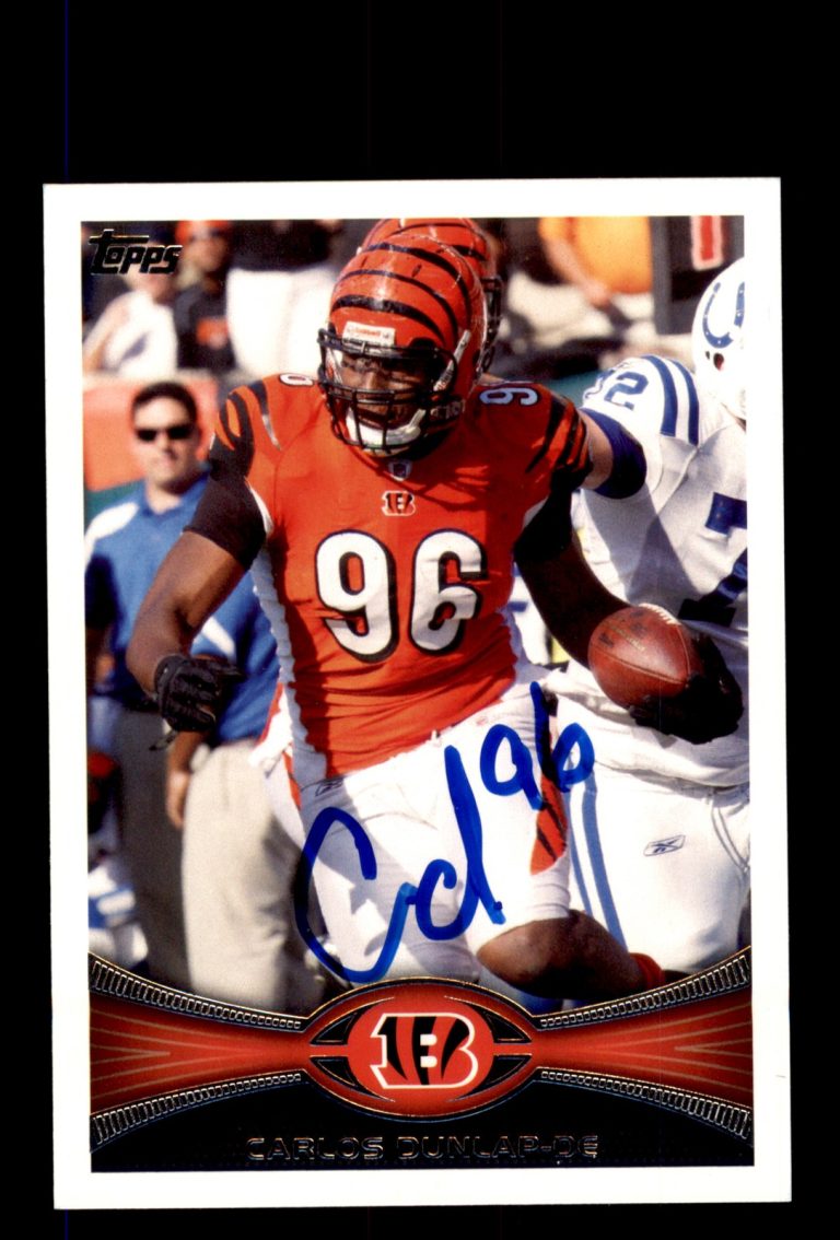 Signed Football Card Auto Carlos Dunlap 2012 Topps #383 Cincinnati Bengals