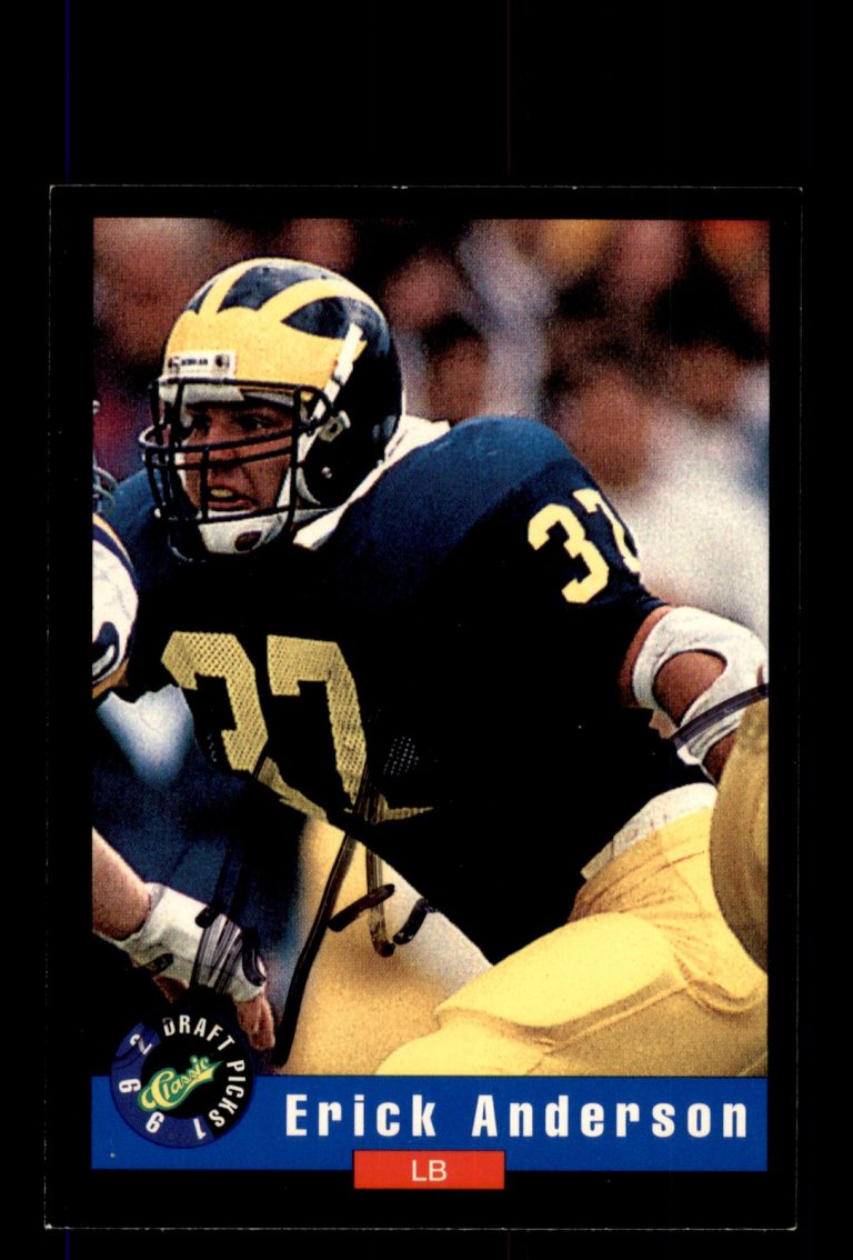 Signed Football Card Auto Erick Anderson 1992 Classic Draft Picks #46 Michigan
