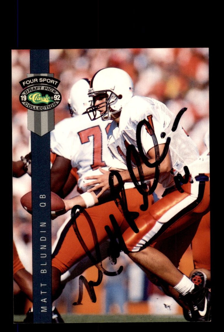 Signed Football Card Auto Matt Blundin 1992 Classic Four Sport #112 Cavaliers