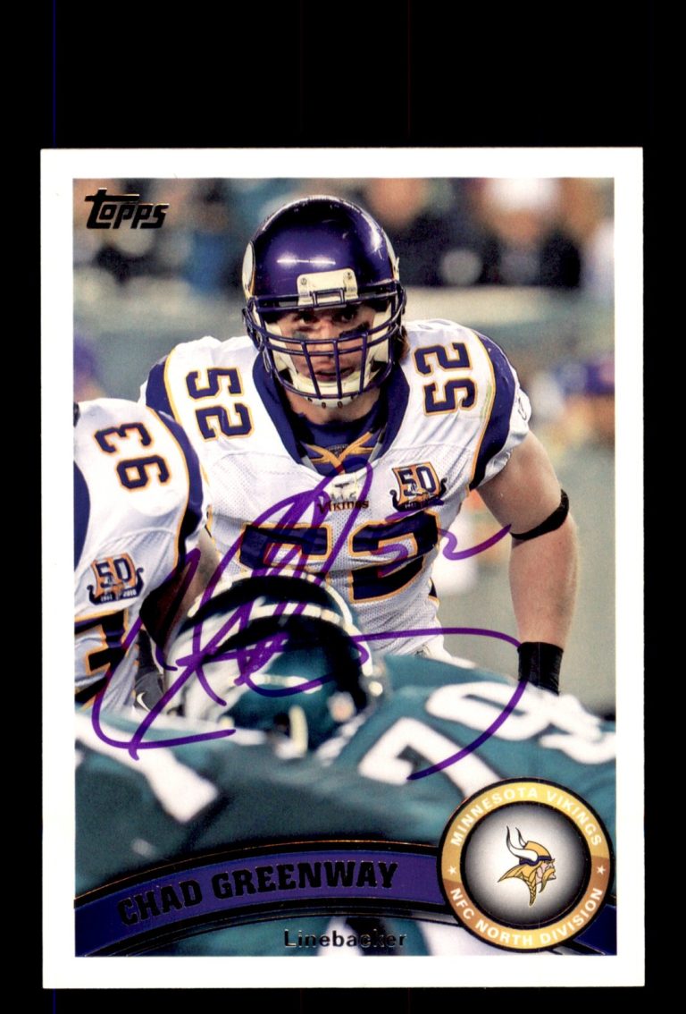 Signed Football Card Auto Chad Greenway 2011 Topps #384 Minnesota Vikings