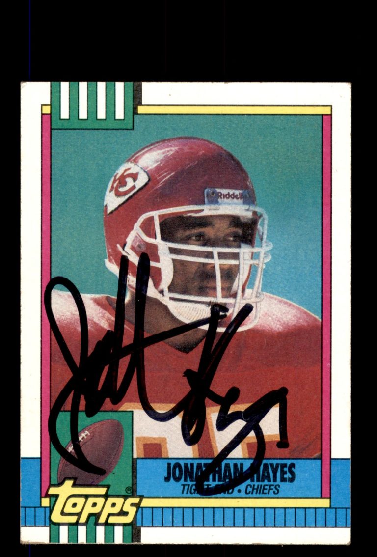 Signed Football Card Auto Jonathan Hayes 1990 Topps #252 Kansas City Chiefs