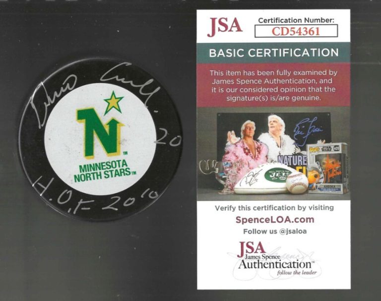 Dino Ciccarelli Signed & Inscribed Minnesota North Stars Puck JSA COA