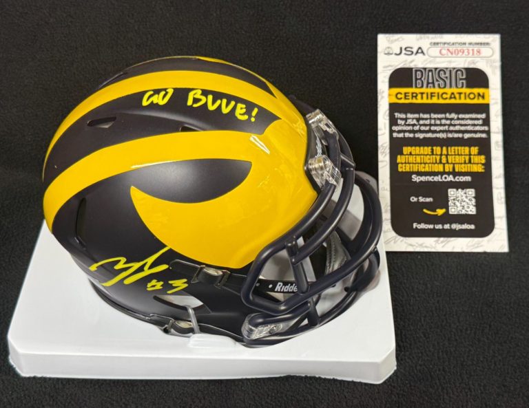 Andrew Marsh Signed & Inscribed Michigan Wolverines Mini Helmet JSA COA