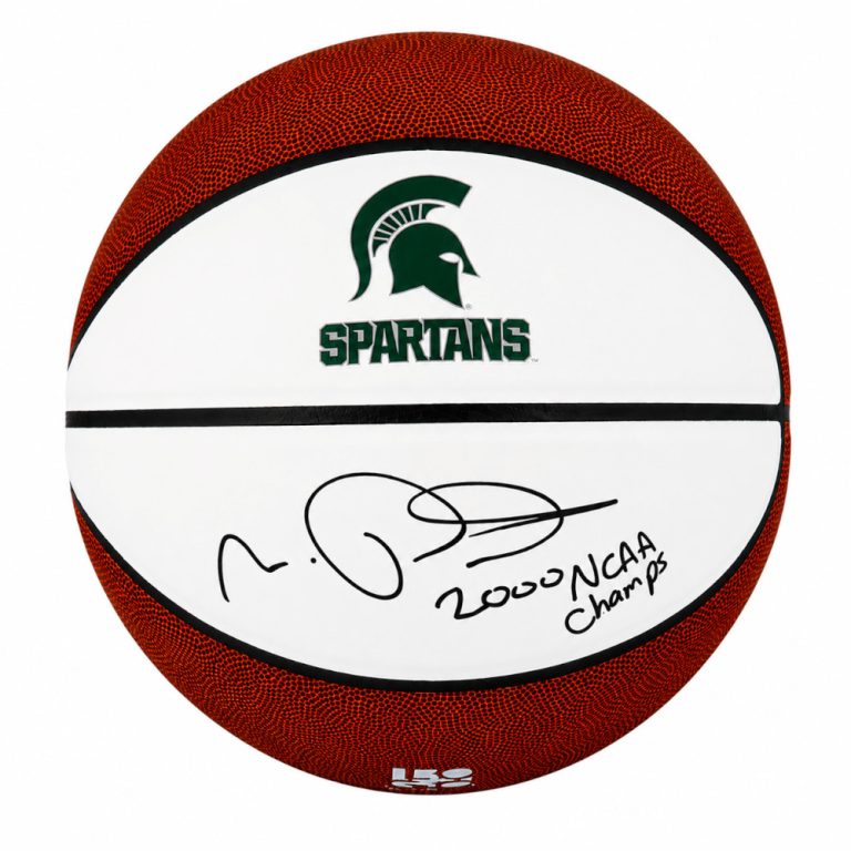Morris Peterson Signed Michigan State White Logo Basketball w/Champs - (SS COA)