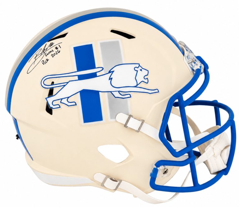 Blake Miller Signed Lions RETRO Riddell F/S Rep Helmet w/Lions #1 Pick- (SS COA)