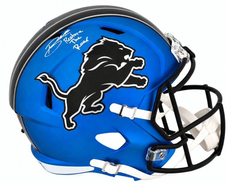 Blake Miller Signed Lions 2024 ALT F/S Rep Helmet w/Restore the Roar - (SS COA)