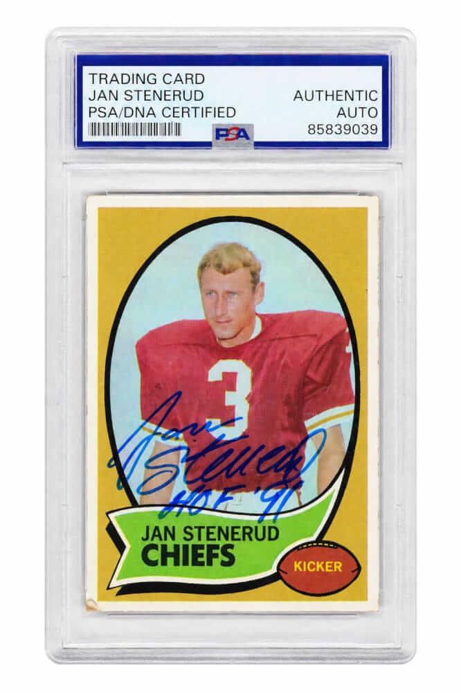 Jan Stenerud Signed Chiefs 1970 Topps Rookie Football Card #25 w/HOF - (PSA/DNA)