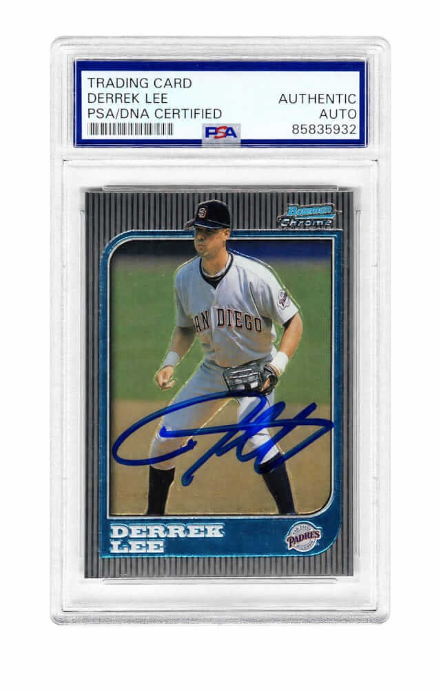 Derrek Lee Signed Padres 1997 Bowman Chrome Baseball Card #200 - (PSA/DNA)
