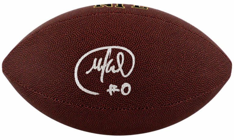Mike Sainristil Signed Wilson Super Grip Full Size NFL Football  -(SCHWARTZ COA)