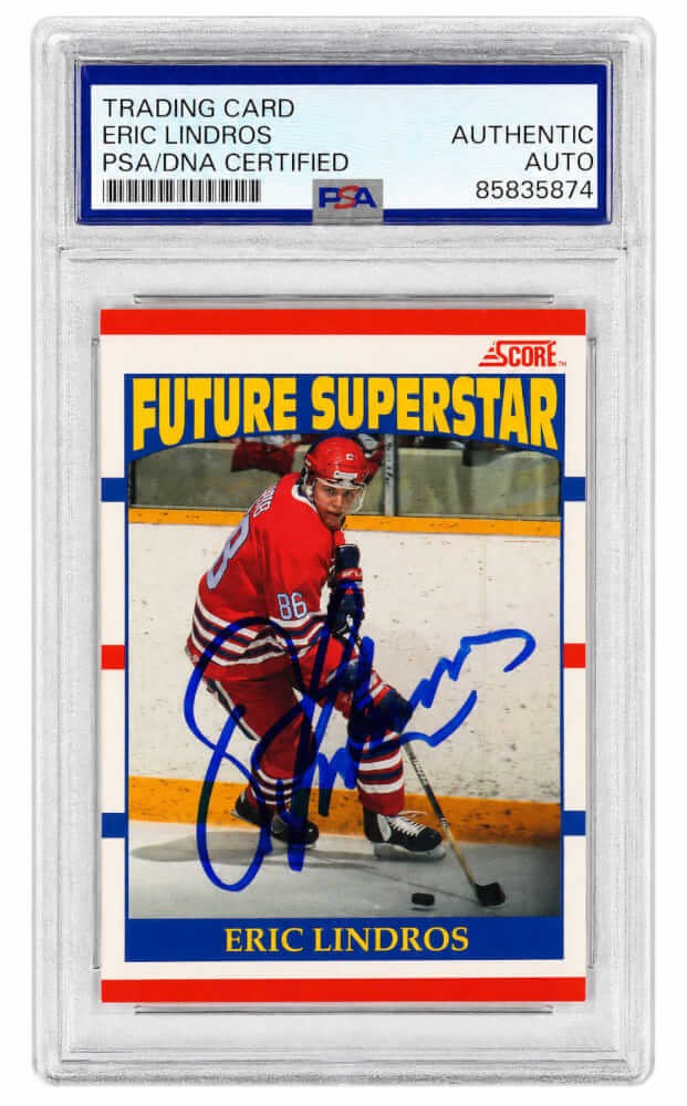 Eric Lindros Signed 1990 Score Future Superstar RC Hockey Card #440 - (PSA/DNA)