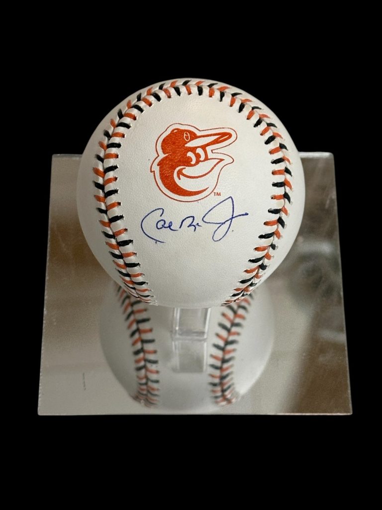Cal Ripen Jr. Baltimore Orioles Logo Lace Signed Autograph Baseball MLB Fanatics