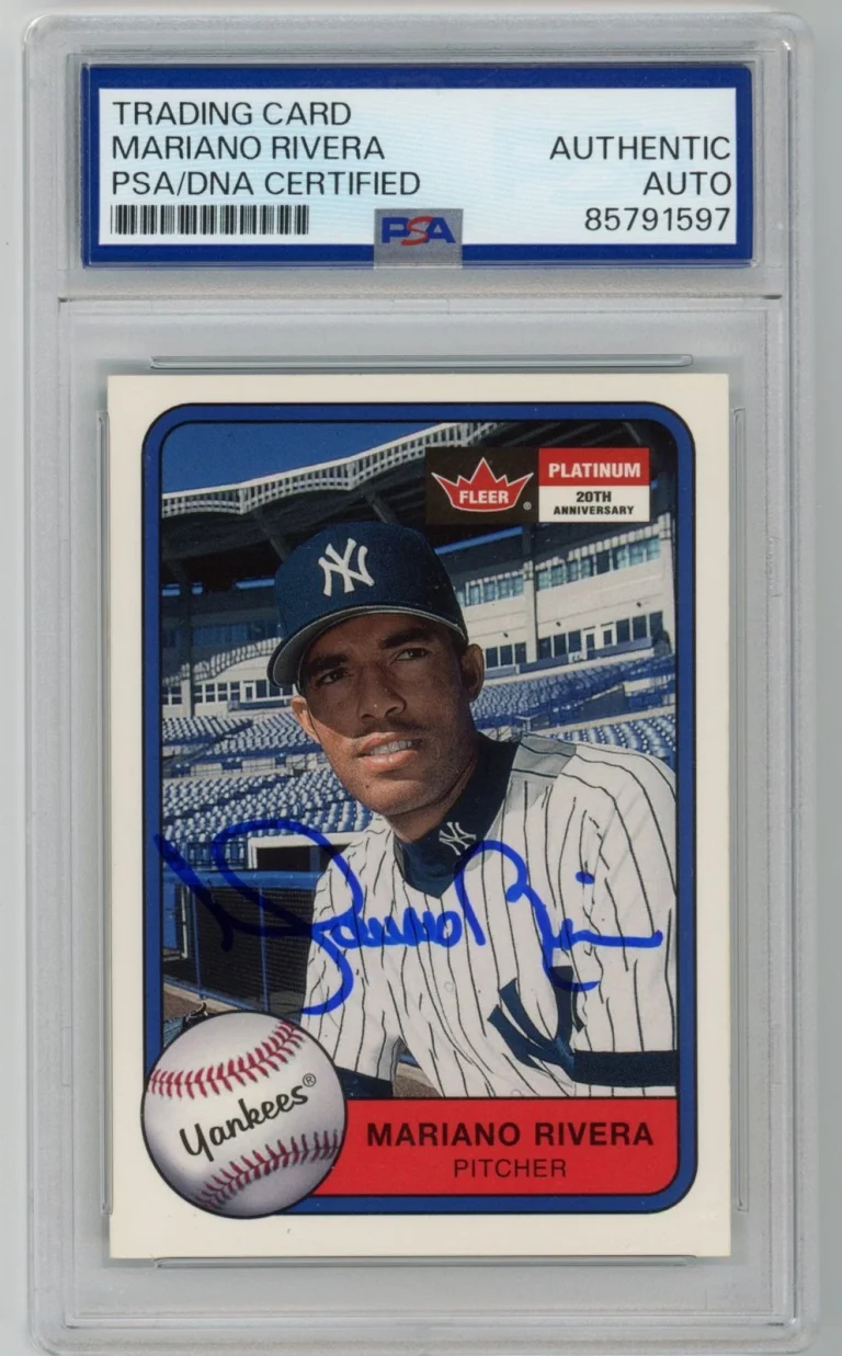 Signed Baseball Card Auto Mariano Rivera 2001 Fleer Platinum #38 Yankees PSA/DNA