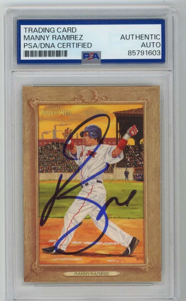 Signed Baseball Card Auto Manny Ramirez 2007 Topps Turkey Red #120 PSA/DNA