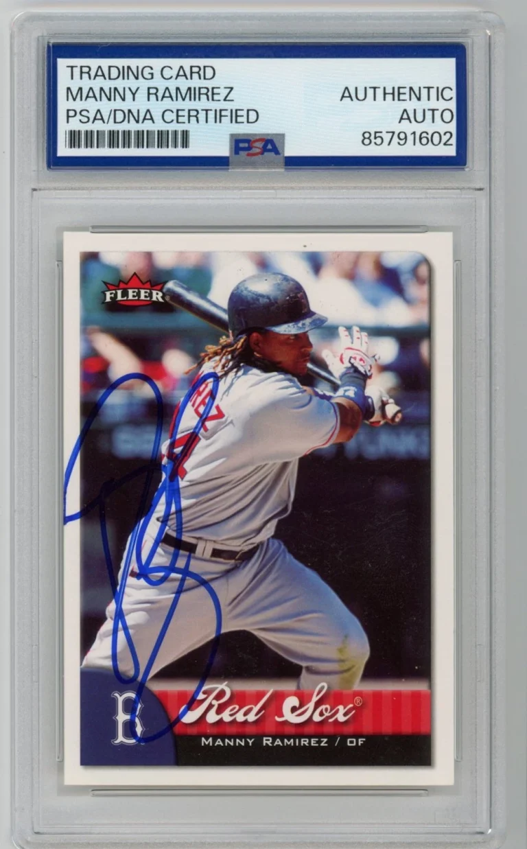 Signed Baseball Card Auto Manny Ramirez 2007 Fleer #281 Boston Red Sox PSA/DNA