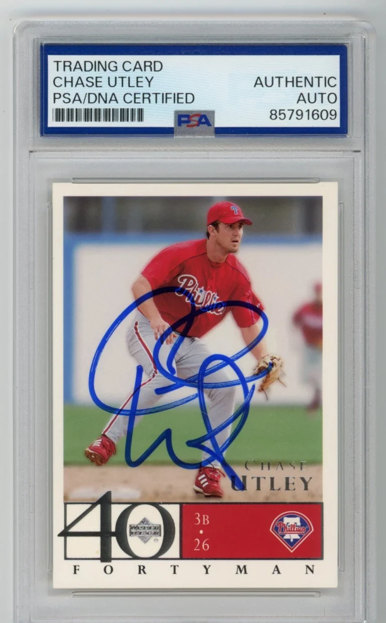 Signed Baseball Card Auto Chase Utley 2003 Upper Deck 40-Man #687 PSA/DNA