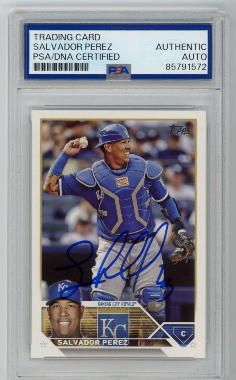 Signed Baseball Card Auto Salvador Perez 2023 Topps #102 Royals PSA/DNA