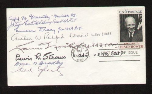 First Day Cover signed autographed by 8 WWII Generals PSA/DNA Authenticated