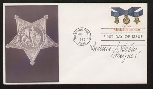 Dennis Holm signed autograph FDC Stamp Designer