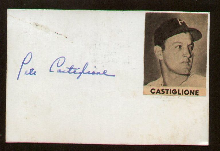 Pete Castiglione signed autograph auto Vintage Baseball Player Cut d. 2010