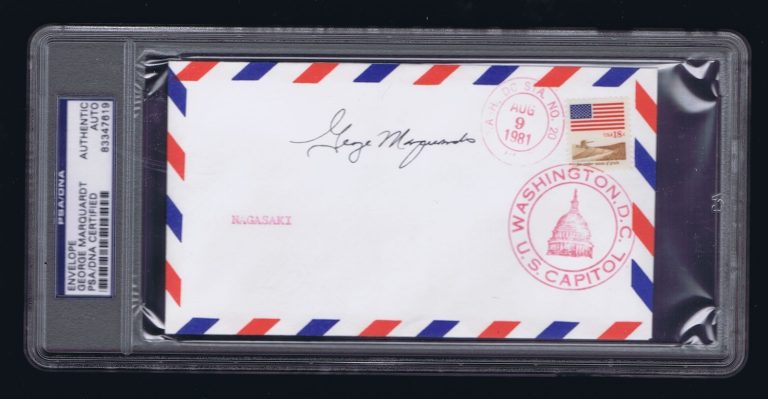 George Marquardt signed autograph Cover Crew Necessary Evil WWII PSA Slabbed