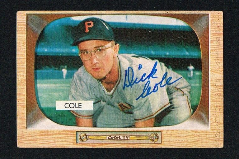Dick Cole No. 28 signed autograph auto 1955 Bowman Baseball Trading Card