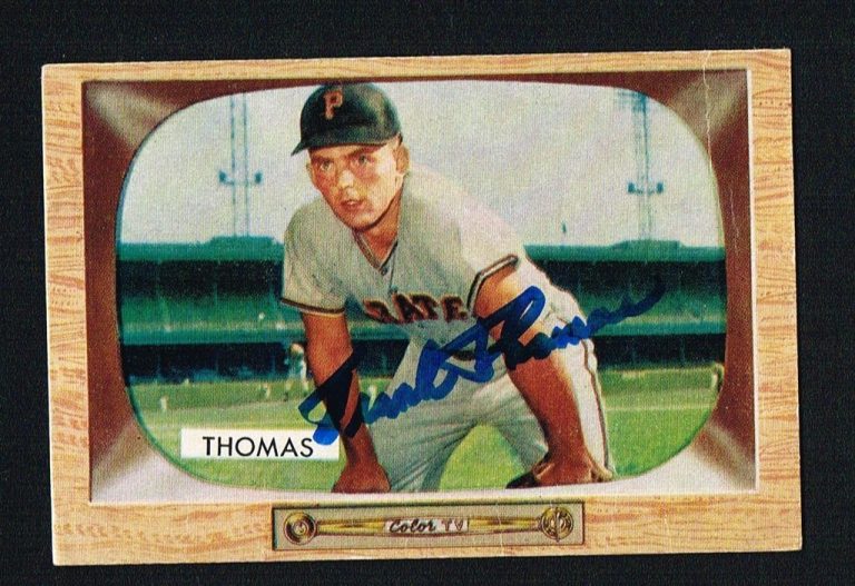 Frank Thomas No. 58 signed autograph auto 1955 Bowman Baseball Trading Card