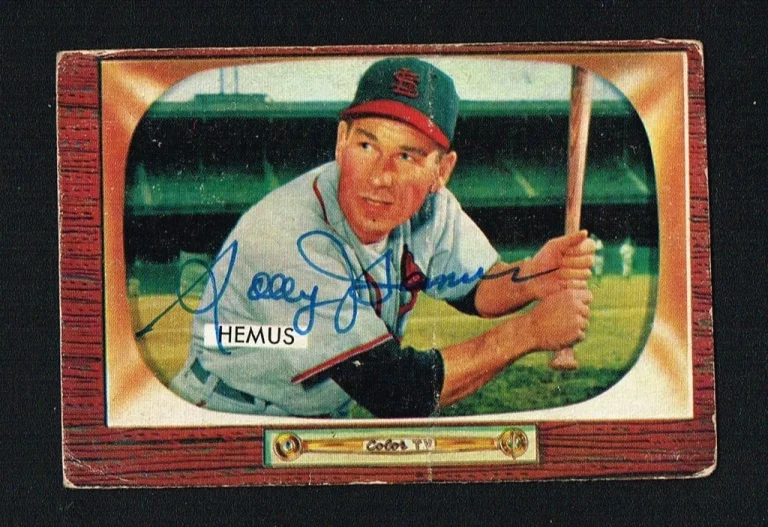 Solly Hemus No. 107 signed autograph auto 1955 Bowman Baseball Trading Card