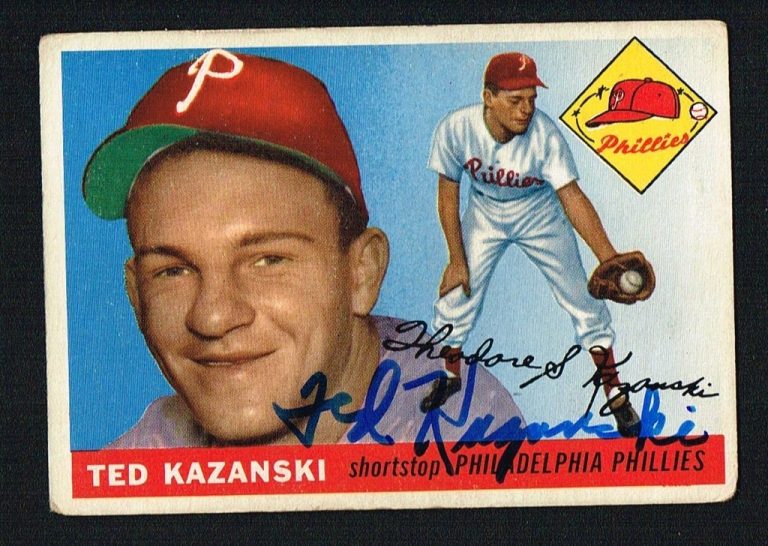Ted Kazanski #46 signed autograph auto 1955 Topps Baseball Trading Card