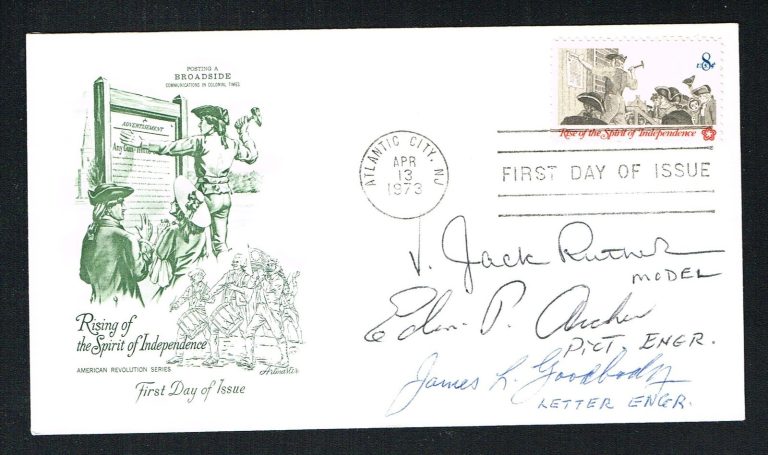 V. Jack Ruther, Edward Archer & James Goodbody signed autograph Stamp FDC Artist