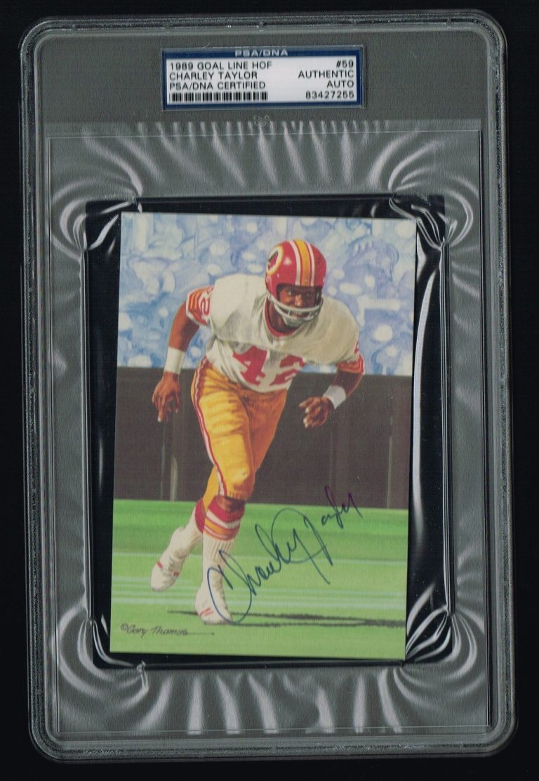 Charley Taylor Goal Line Art Hall of Fame Card signed autograph PSA/DNA Slabbed