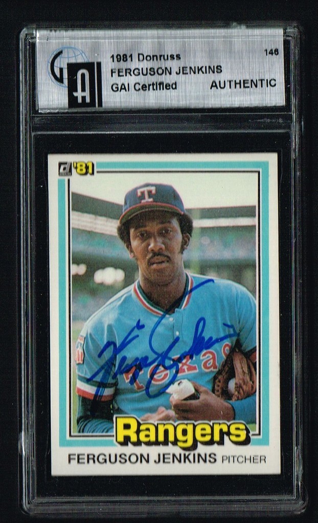 Fergie Jenkins 1981 Donruss Baseball Card signed autograph GAI Certified Slabbed