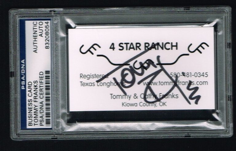 Tommy Franks signed autograph Business Card Army General USAF PSA Slabbed