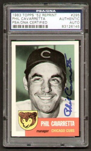 Phil Cavarretta signed auto 1983 Topps '52 reprint  PSA