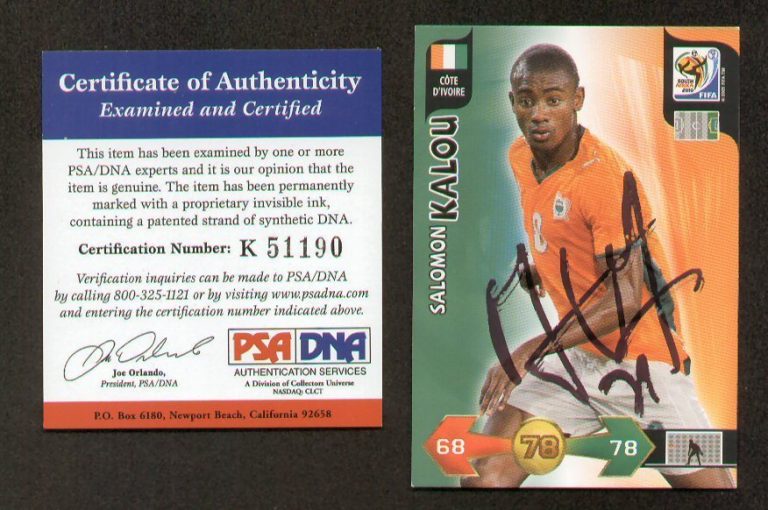 Salomon Kalou signed auto 2010 Panini World Cup PSA