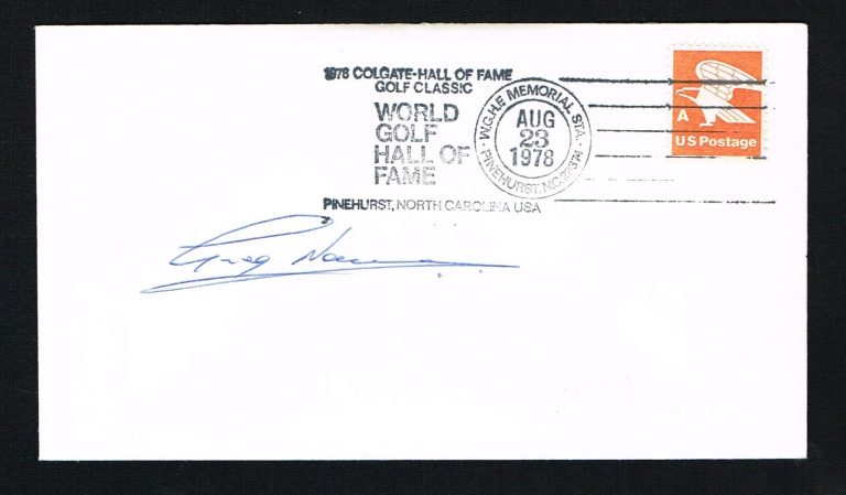Greg Norman signed autograph auto Postal Cover Wold Golf Hall of Fame