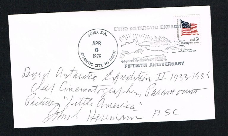 John L. Herman signed autograph auto Postal Cover Little America Cinematographer