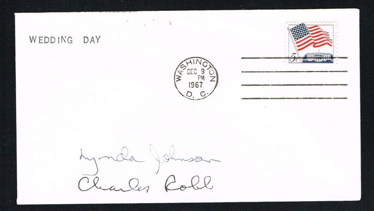 Lynda Bird Johnson & Charles Robb signed autograph Wedding Day Postal Cover