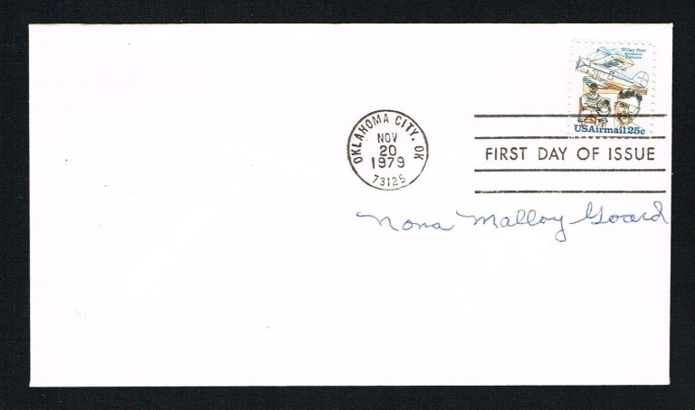 Nona M. Goard (d. 1986) signed autograph First Day Cover Early Daredevil Pilot