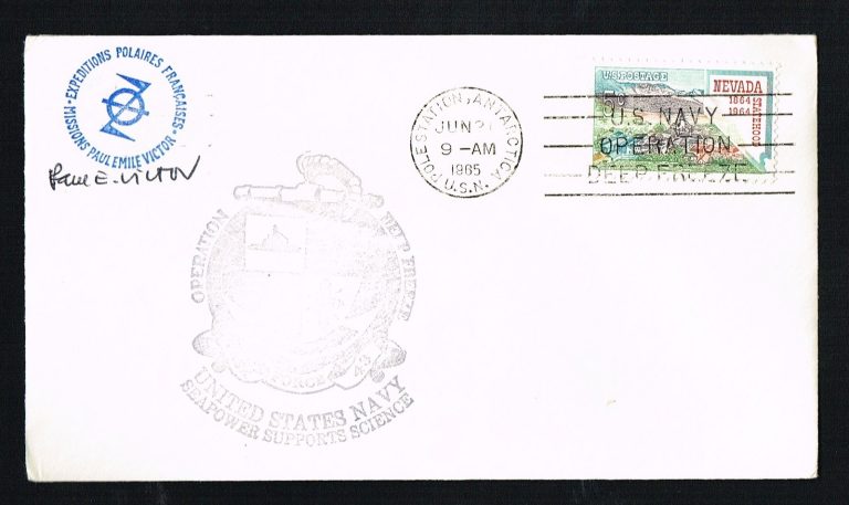 Paul Emile Victor (d. 1995) signed autograph Postal Cover Ethnologist & Explorer