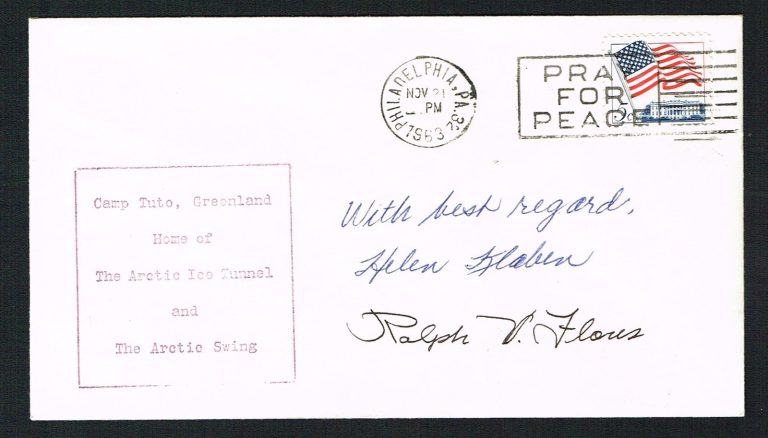 Ralph Flores d. 1997 & Helen Klaben signed autograph Postal Cover Airplane Crash