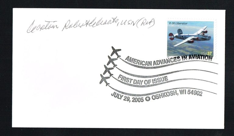 Robert Coats signed autograph First Day Cover FDC United States Navy Ace WWII