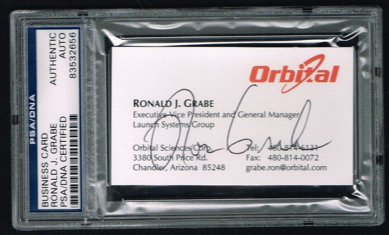 Ronald Grabe signed autograph Business Card NASA Astronaut PSA/DNA Slabbed
