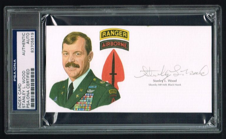 Stanley L. Wood signed autograph Black Hawk Pilot cut from Litho PSA Slabbed