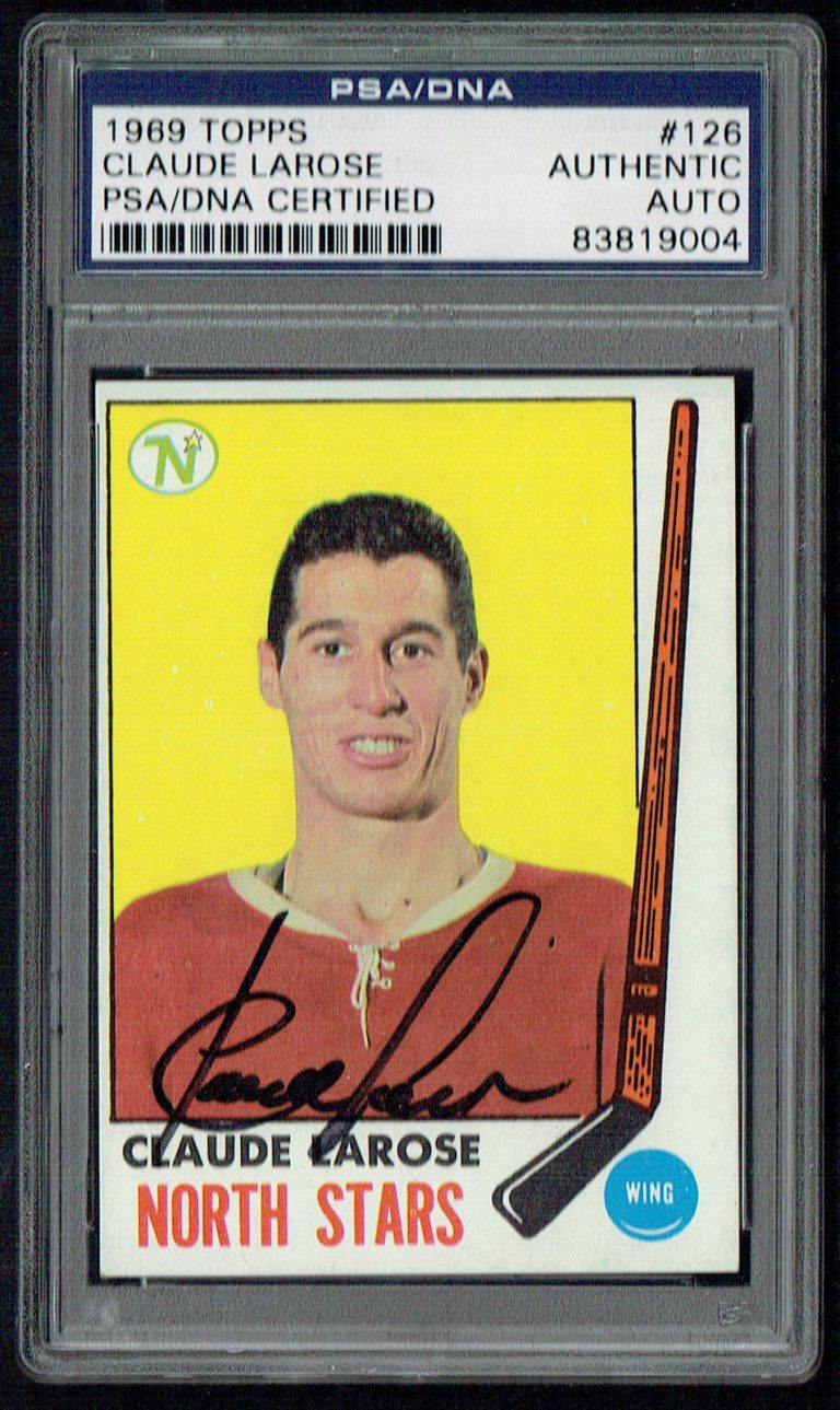 Claude Larose #126 signed autograph auto 1969 Topps Hockey Card PSA Slabbed