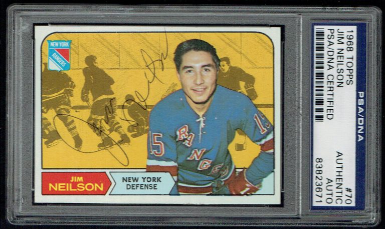 Jim Neilson #70  signed autograph auto 1968 Topps Hockey Trading Card PSA Slab