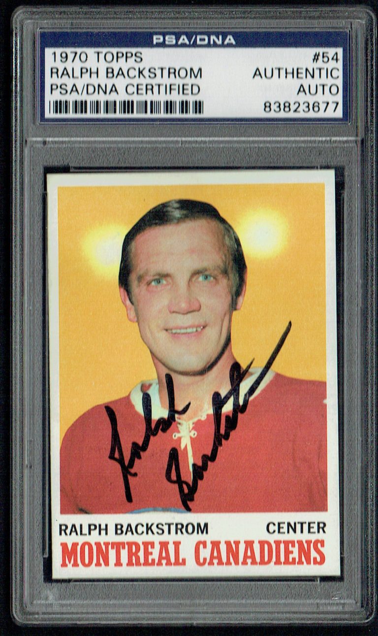 Ralph Backstrom #54 signed autograph 1970 Topps Hockey Trading Card PSA Slabbed