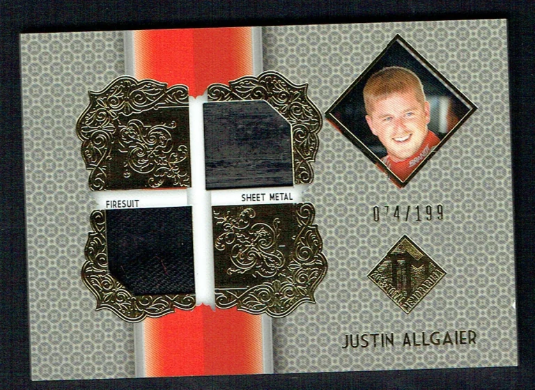 Justin Allgaier 2013 Press Pass Total Memorabilia Firesuit Sheet Metal 74/199